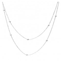 Collier sautoir en argent 95 cm - Chaîne mini boules - DORIANE Bijoux