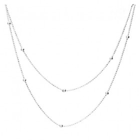 Collier sautoir en argent 95 cm - Chaîne mini boules - DORIANE Bijoux