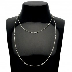 Collier sautoir en argent 95 cm - Chaîne mini boules