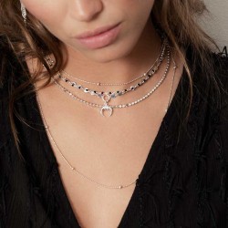 Collier sautoir en argent 95 cm - Chaîne mini boules