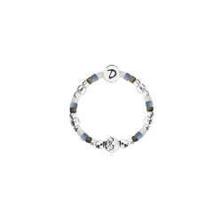 Bague élastique Argent, Miyuki bleu gris blanc & Perle scintillante - DORIANE Bijoux