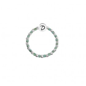 Bague élastique en Argent, perles en Miyuki turquoise tacheté - DORIANE Bijoux