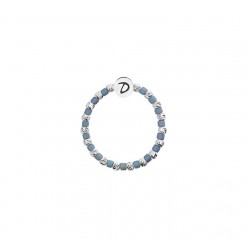 Bague élastique en Argent, perles en Miyuki bleu scintillante - DORIANE Bijoux