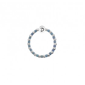 Bague élastique en Argent, perles en Miyuki bleu scintillante - DORIANE Bijoux