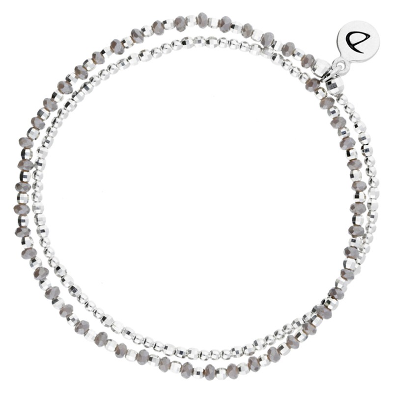 Bracelet double tours élastiqué HEAVEN argent - Perles gris Silver