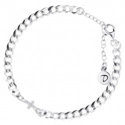 Bracelet chaîne gourmette en argent & Petite croix oxydes - DORIANE Bijoux