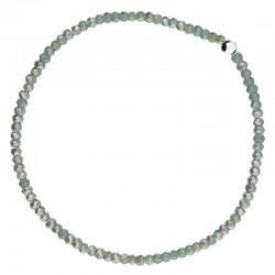 Bracelet fin élastiqué Argent & Perles de verre vert bronze DORIANE BIJOUX