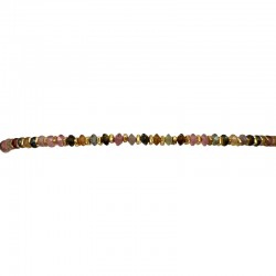 Bracelet cordon très fin TOURMALINES multicolores & Perles dorées LEJU LONDON