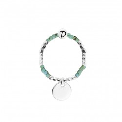 Bague élastique PASTILLE en Argent - Perles turquoise tacheté - DORIANE Bijoux