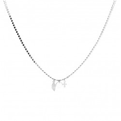 Collier Chaîne maille ronde rock Argent - Aile Pastille & Croix DORIANE BIJOUX