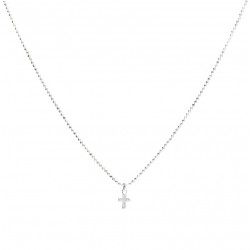 Collier court chaîne diamantée en argent - Pendentif Croix oxyde DORIANE BIJOUX