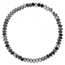 Bracelet fin élastiqué en Argent & Hématites losanges foncées - DORIANE Bijoux