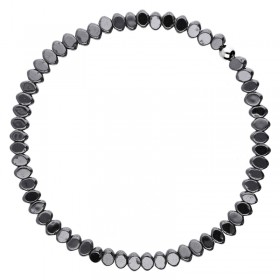 Bracelet fin élastiqué en Argent & Hématites losanges foncées - DORIANE Bijoux