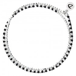 Bracelet double tours élastiqué HEAVEN argent - Perles noir Silver - DORIANE Bijoux