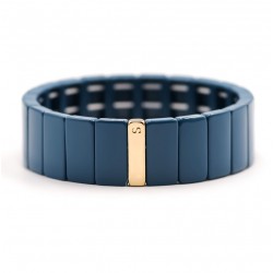 Bracelet manchette élastiqué COLORBLOCK - Email bleu canard - Simone à Bordeaux