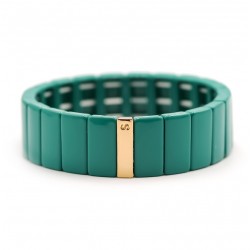 Bracelet manchette élastiqué COLORBLOCK - Email émeraude - Simone à Bordeaux