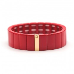 Bracelet manchette élastique COLORBLOCK - Email vieux rose SIMONE A BORDEAUX