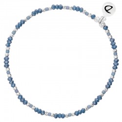 Bracelet fin élastiqué NUSA - Perles argent Miyuki bleu - DORIANE Bijoux