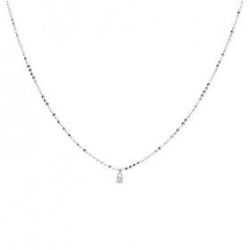 Collier court chaîne diamantée en argent - Pendentif Carré oxyde - DORIANE Bijoux