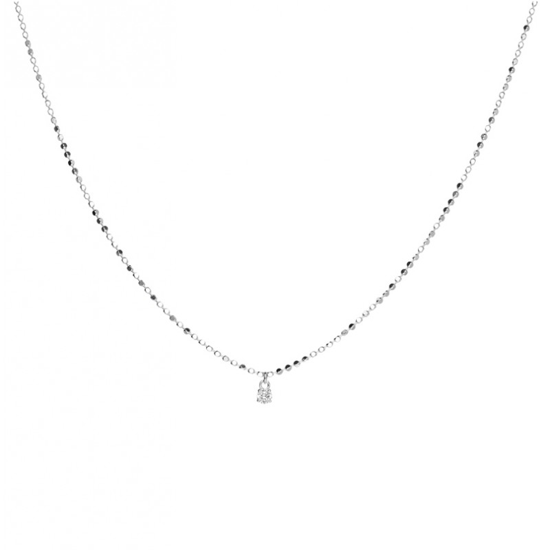 Collier court chaîne diamantée en argent - Pendentif Carré oxyde - DORIANE Bijoux