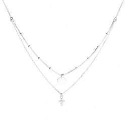 Collier court DEUX RANGS argent - Pastille & Croix - DORIANE Bijoux