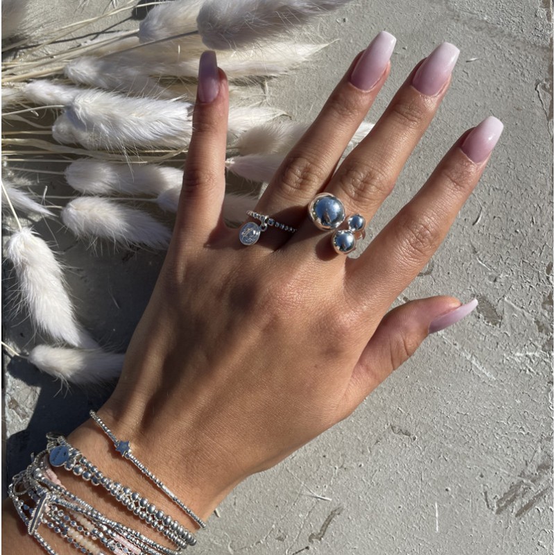Bague Triple Anneau Argent 925 - Sertie De Zircons - Taille 54 - Neuf Sans Emballage
