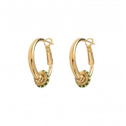 Boucles d'oreilles créoles VEDRA Or & Perles du Japon vertes  - SATELLITE