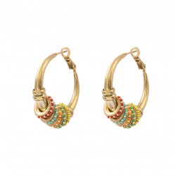 Boucles d'oreilles créoles VEDRA Or - Perles du Japon multicolores - CXC