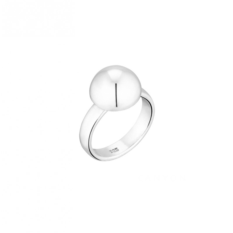 Bague en Argent - Anneau fin & Demi boule lisse - signée CANYON