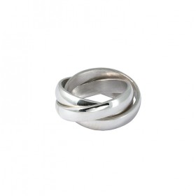 Bague Large en Argent - Anneau tube croisé sur le dessus TAILLE 52