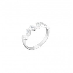 Bague fine ALASSIO en Argent - Anneau Zig Zag & Six zircons rectangles - CANYON