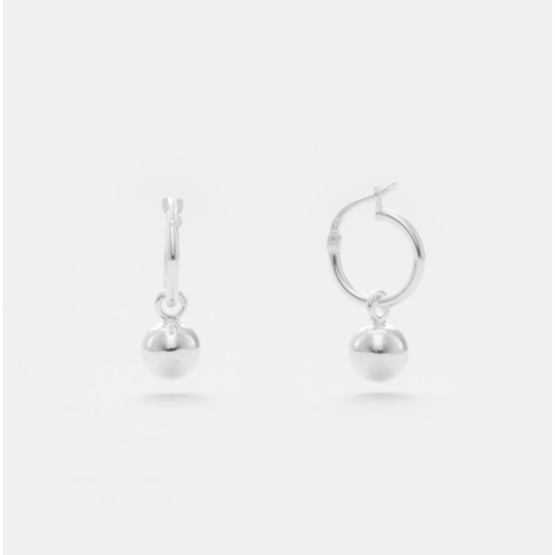 Boucles d'oreilles Mini Créoles Argent & Pendentifs boules lisses - CANYON