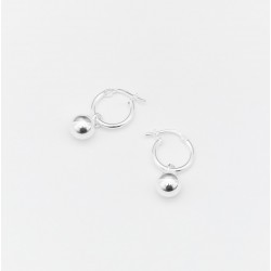 Boucles d'oreilles Mini Créoles Argent & Pendentifs boules lisses