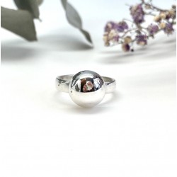 Bague en Argent - Anneau plat & Demi boule lisse TAILLE 54