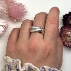 Bague large en Argent - Trois anneaux lisses enchevêtrés TAILLE 52