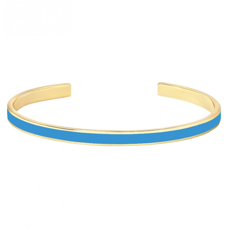 Bracelet jonc ouvert BANGLE Bleu myosotis doré - Bangle Up