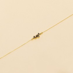 Bracelet fin CRYSTAL Or - Chaîne & Cristaux multi noirs