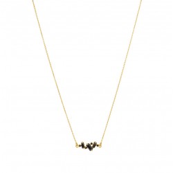 Collier court CRYSTAL OR - Chaîne fine & Cristaux multi noir- Une à Une