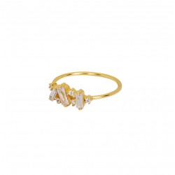 Bague fine CRYSTAL Or & Multi baguettes de cristaux blancs - une à Une