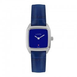 Montre PRIMA ORIA BLEU cadran carré doré & bracelet cuir croco - LAPS