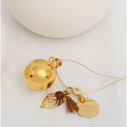 Collier Bola de grossesse ALMEE Or jaune - Liens argent doré & Boule lisse brillante - Nativee