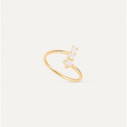 Bague plaqué or JOY - Anneau & Barrette de trois Zircons blancs THEMA