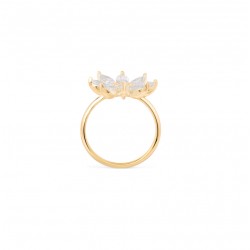 Bague fine plaqué or FLORENTINE - Anneau & Fleur Zircons blancs navettes TAILLE 58