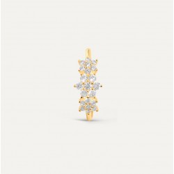 Bague fine plaqué or HORTENSE - Anneau & Trio de fleurs Zircons blancs TAILLE 54