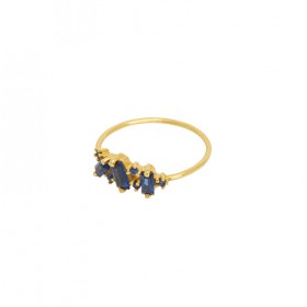 Bague fine CRYSTAL Or & Multi baguettes de cristaux bleu saphir BIJOUX UNE A UNE