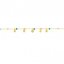 Bracelet chaîne fine GOA CHARM Or - Billes, Pierres émeraude, pampilles & Trèfle zircon - Une à Une