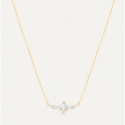 Collier court chaîne fine GRACE plaqué or & Motif zircons blancs - THEMA