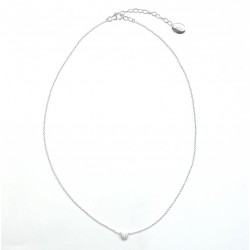 Collier court fin en Argent & Pendentif Cœur diamanté CANYON