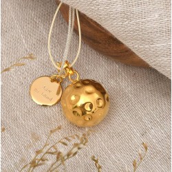 Collier Bola de grossesse SAUREA - Boule Or ondulée & médaille NATIVEE