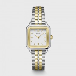 Montre Gracieuse  petite, couleur or argent, cadran carré blanc & bracelet oyster - CLUSE